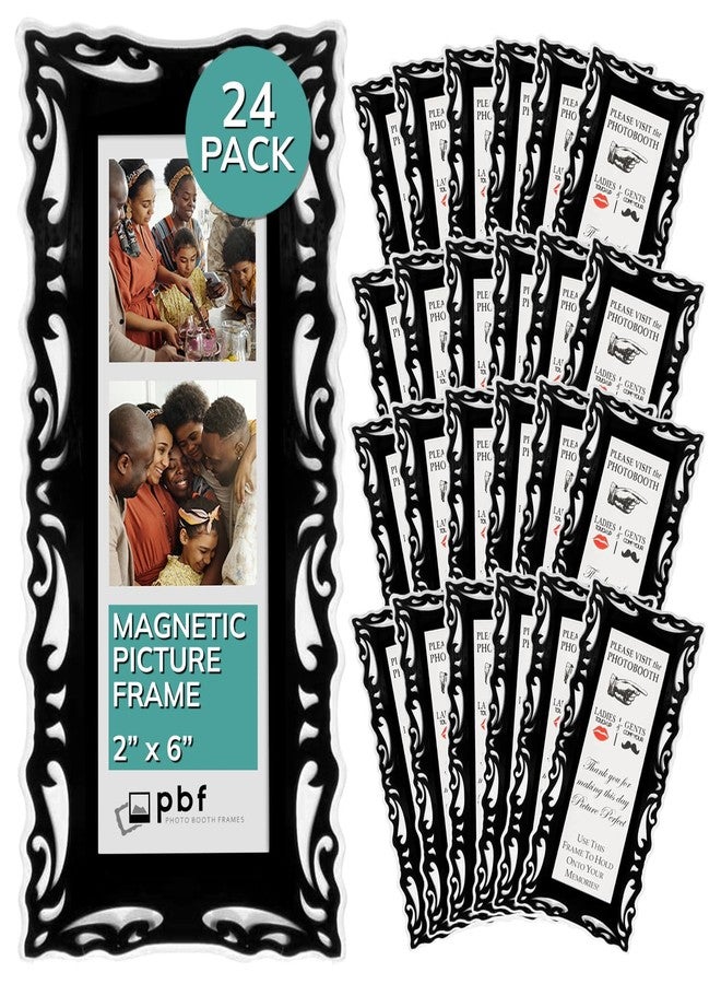 pbf PHOTO BOOTH FRAMES pbf Magnetic Photo Booth Frames for 2x6 Photo Strips | Magnetic Picture Frames for Refrigerator | Fridge Picture Frame Magnets | Magnetic Photo Holders for Locker, Photo Board (Black, 24-Pack) - Image 1